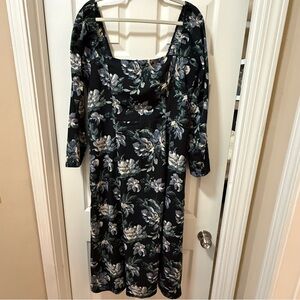 Abercrombie & Fitch Floral Midi Dress - Black and White